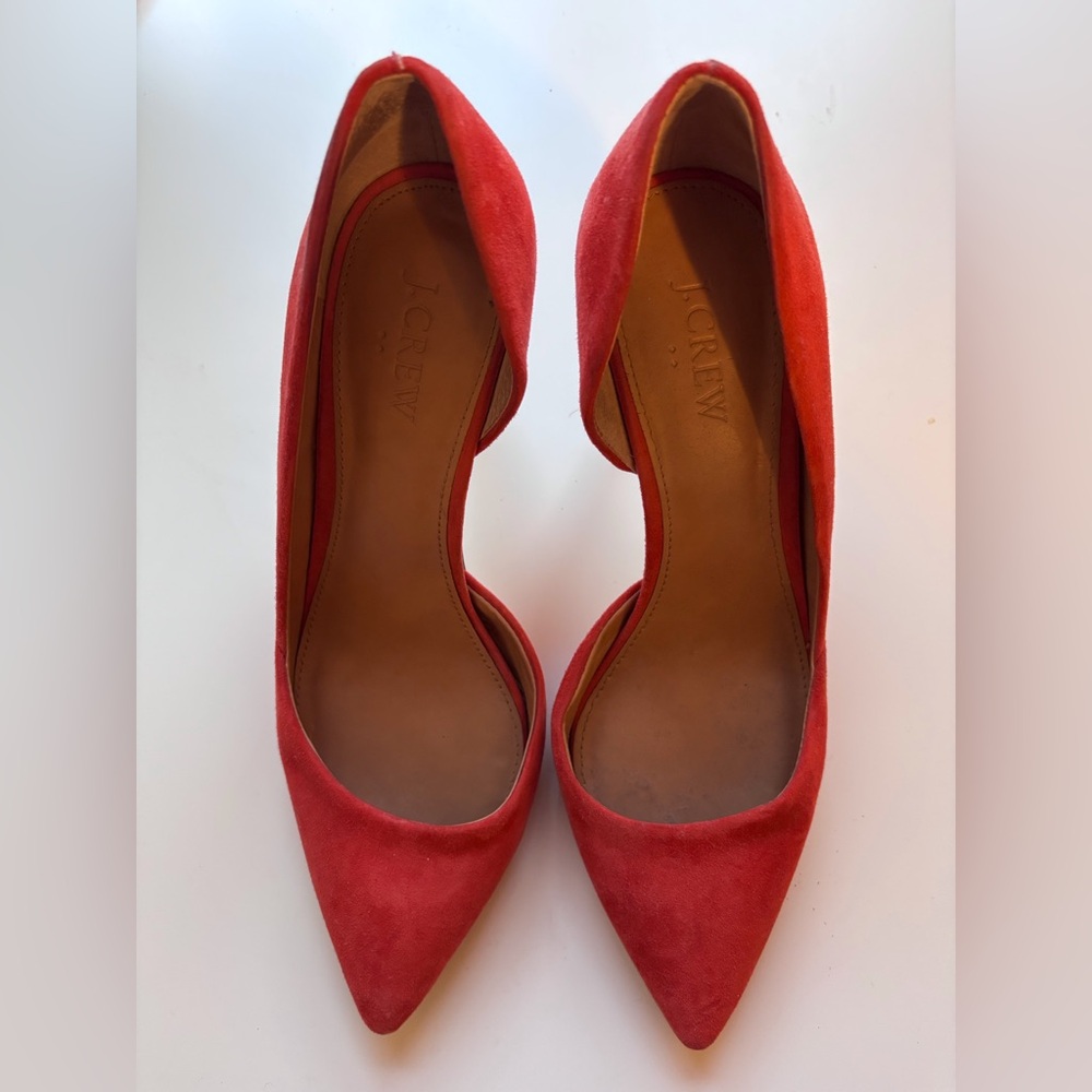 J. Crew Scarlet Suede Pointed-Toe Pumps